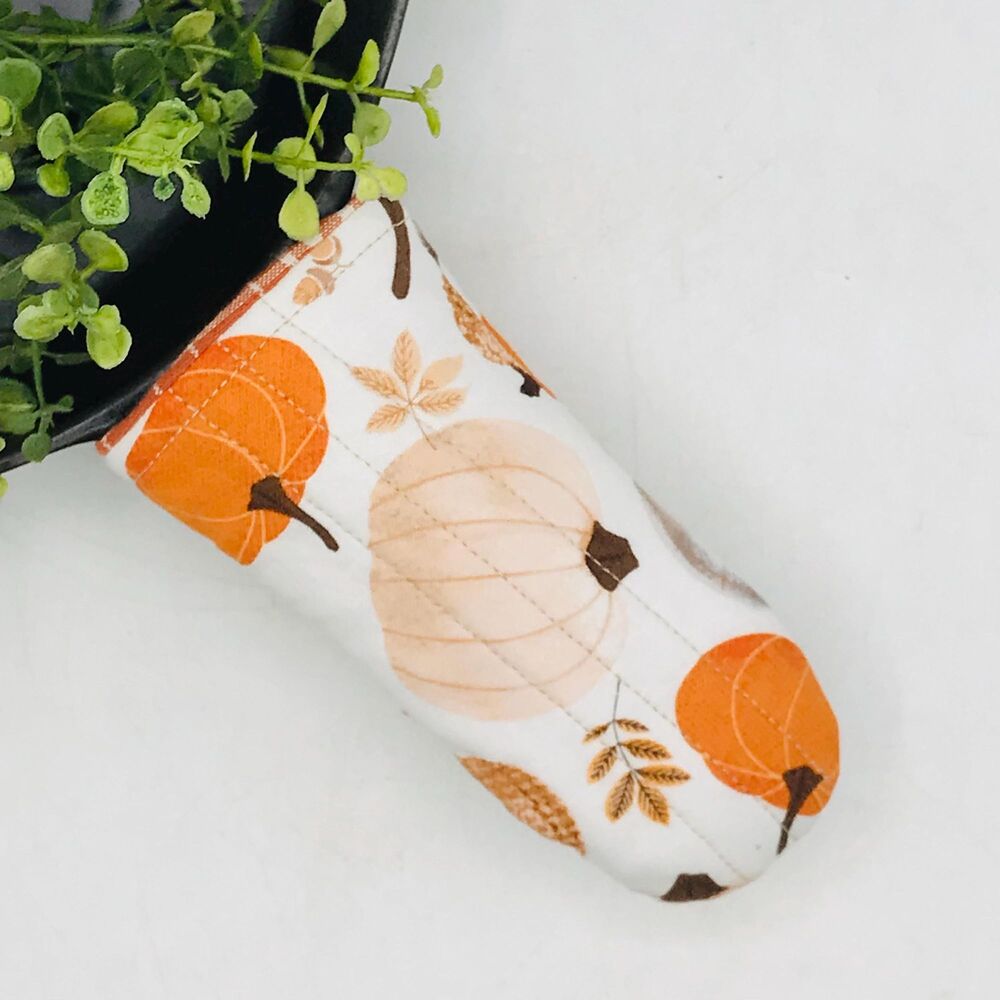 Cast Iron Pan Handle Cover: Insulated Skillet Sleeve Neutral Fall Pumpkins